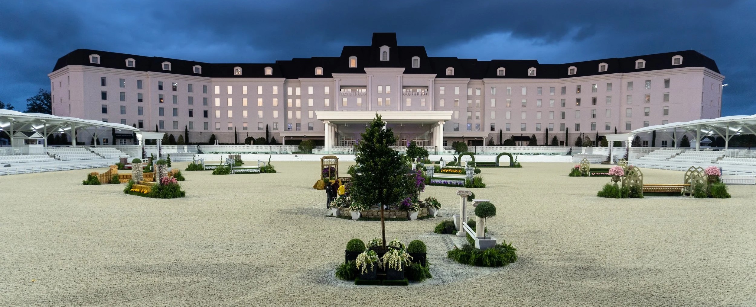 World Equestrian Center grand arena at dusk